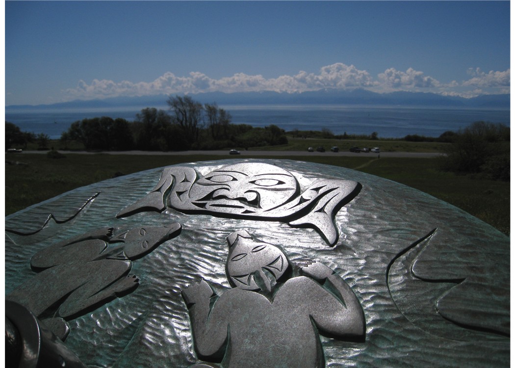 Coast Salish Sculpture and Olympic Mountains, Victoria